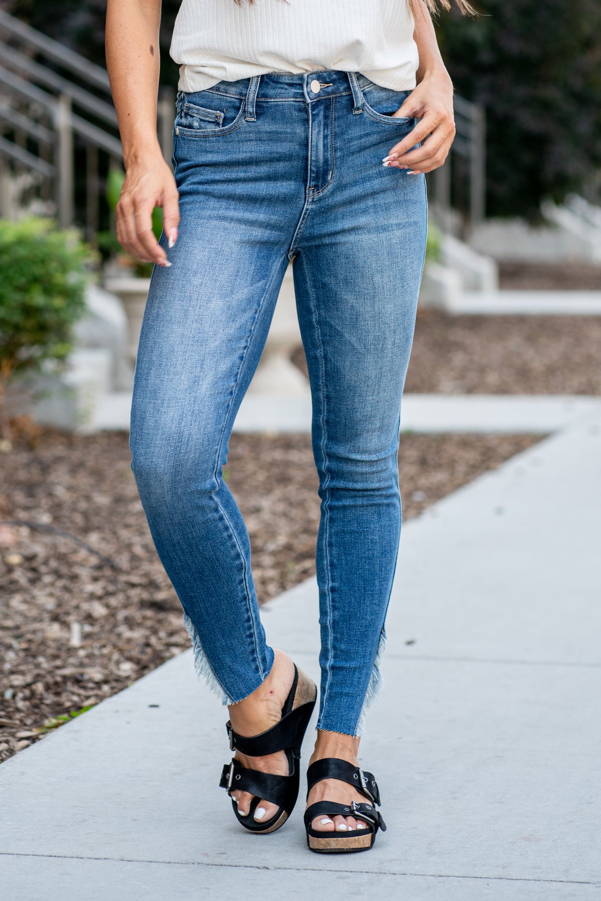 City Chic Blue Denim Harley Split Hem Jeans