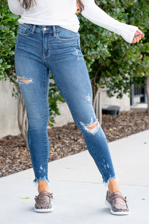 Raw Hem Kancan Skinny Jeans – The Obsessions Boutique