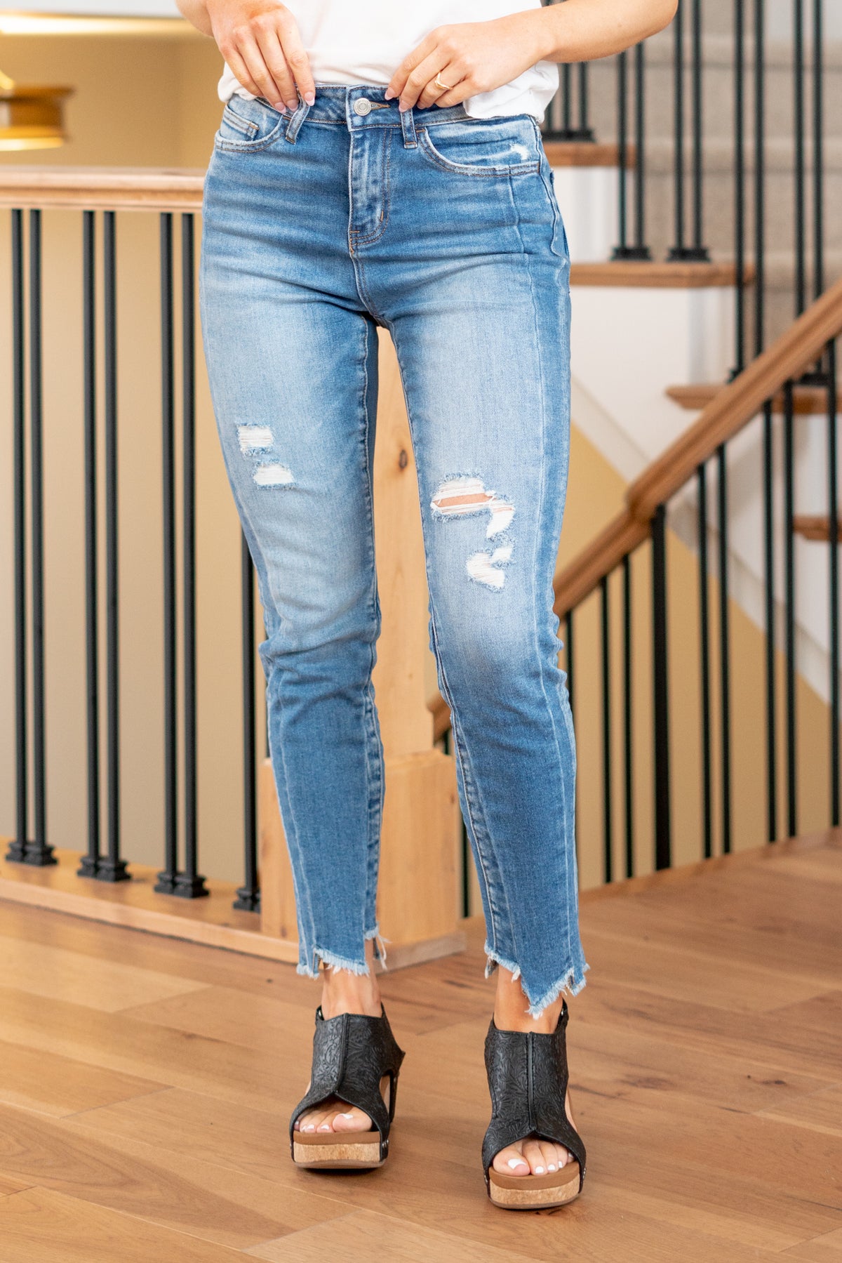 Forget High Rise Denim Patch Cuffed Skinny