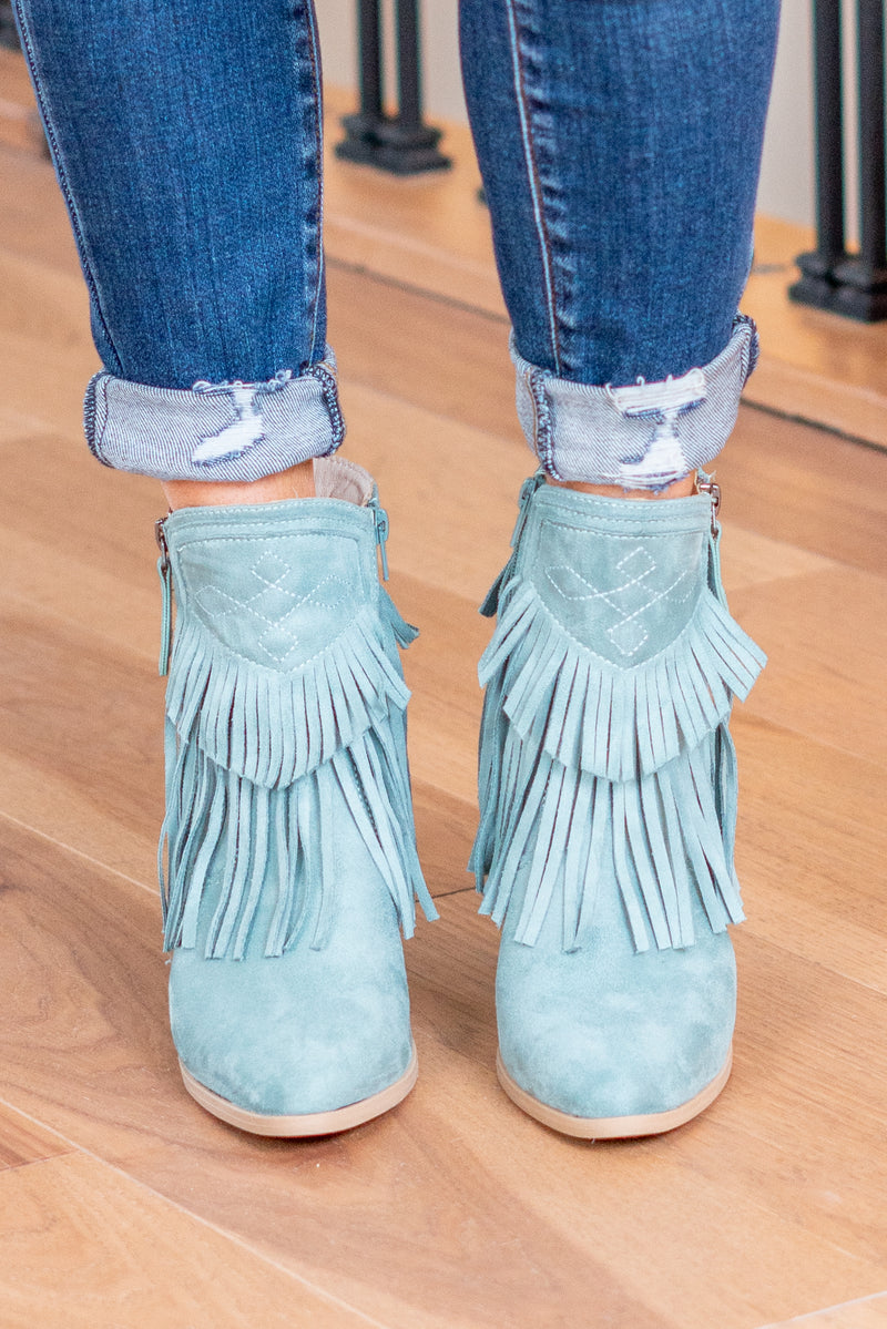 Very G Shoes | Dunes Skinny Western Fringe Zip Up Boots -  VGLB0366-Turquoise – American Blues