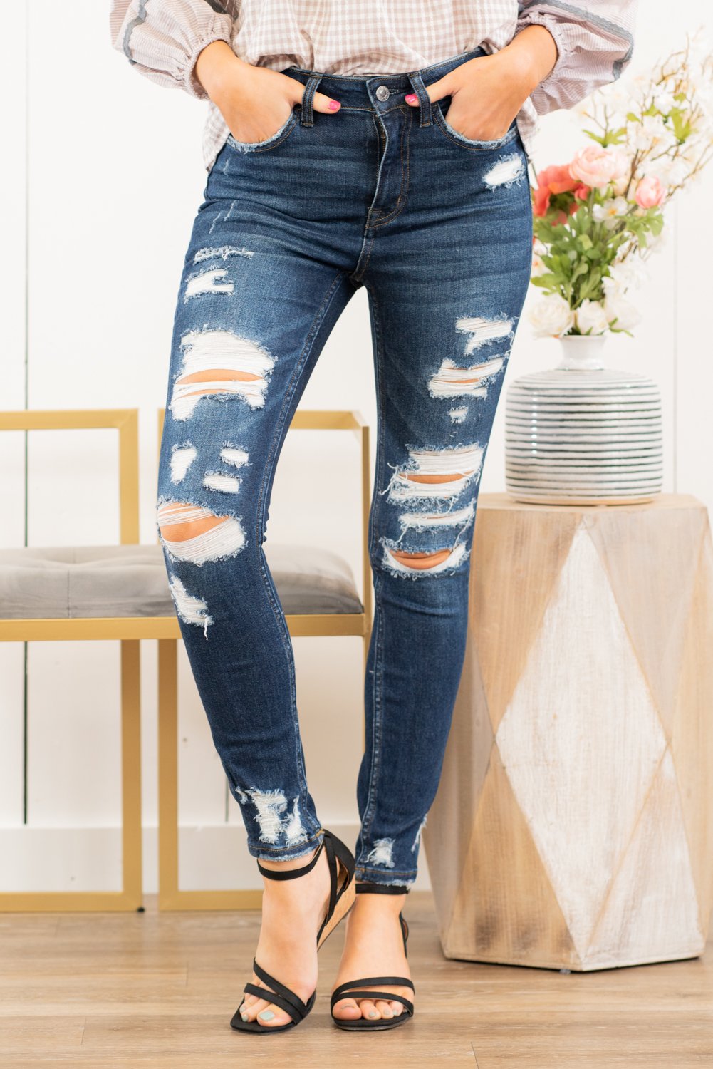 VERVET | Blue Canon High V2077 Skinny – Blues Rise Jeans Rise American