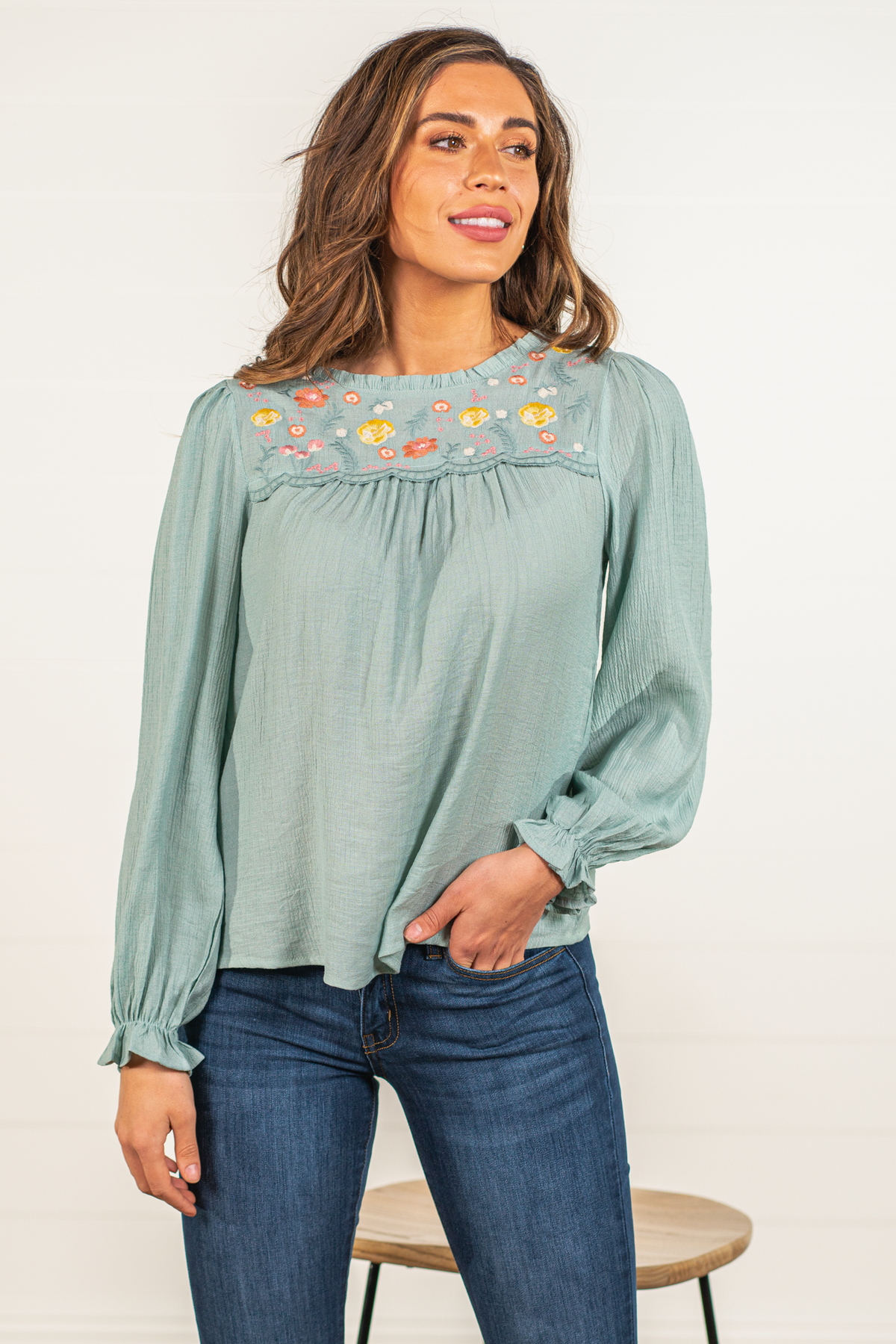 Blu Pepper | Drop B1ST1187 Shoulder Button Blues Top American –