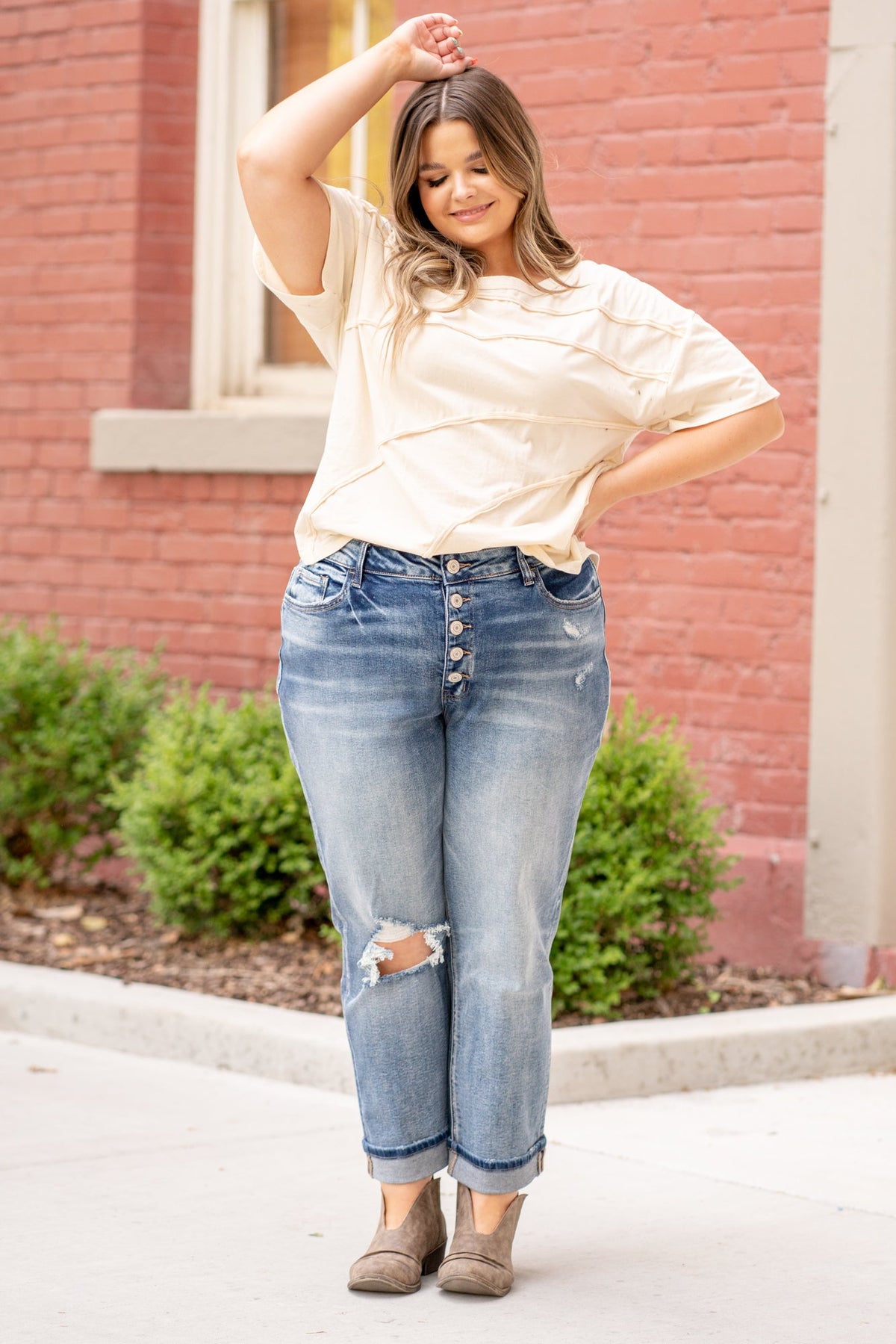 Hidden Bailey high rise boyfriend jeans dark blue