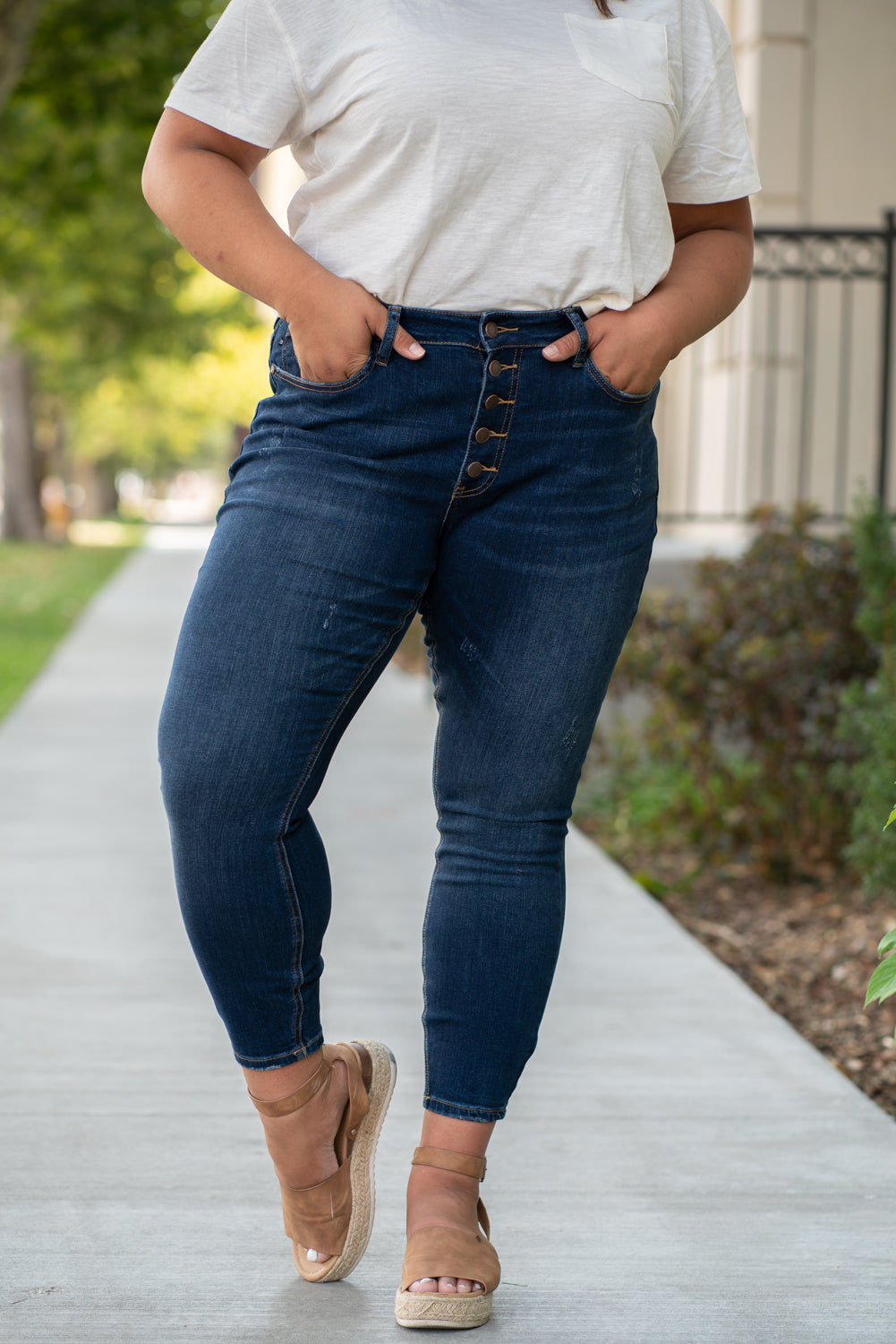 plus size button fly jeans
