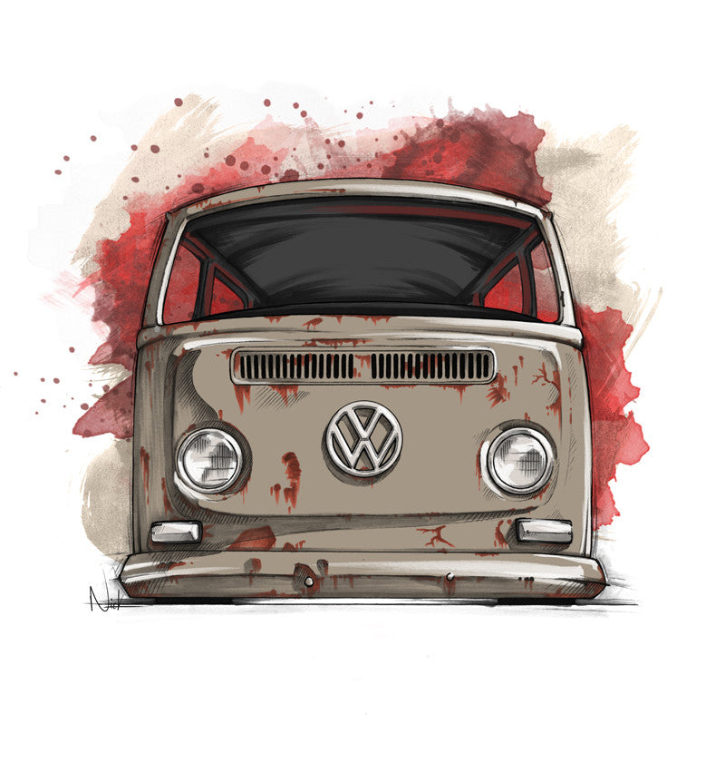 vw bus drawing