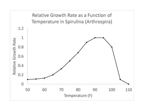 Spirulina culture as a function of temperature