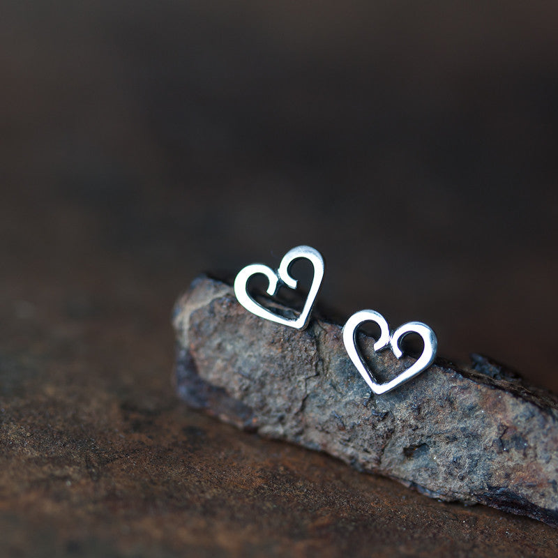 Tiny Heart Stud Earrings, romantic gift for her – CookOnStrike