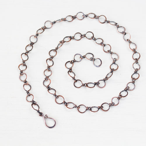 Buy Men Chain Links Necklace, Pure Copper Handmade Antiqued Chain