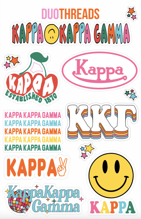 Kappa Kappa Colorful Sticker Sheet – The Trunk Tuscaloosa