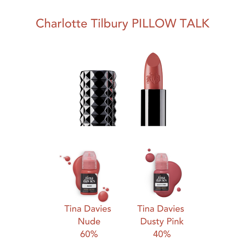 Charlotte Tilbury Pillow Talk Lipstick match using Tina Davies x Perma Blend I Love Ink Lip Pigments