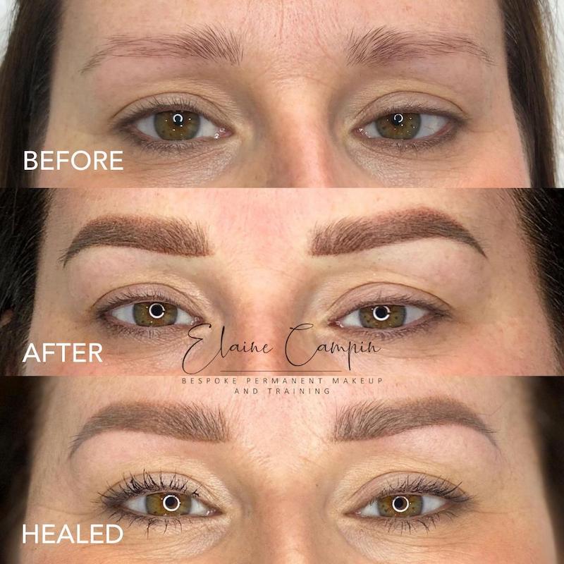 Elaine Campin Healed Eyebrow Results using Tina Davies x Perma Blend I Love Ink Medium Brown Eyebrow PMU Pigment