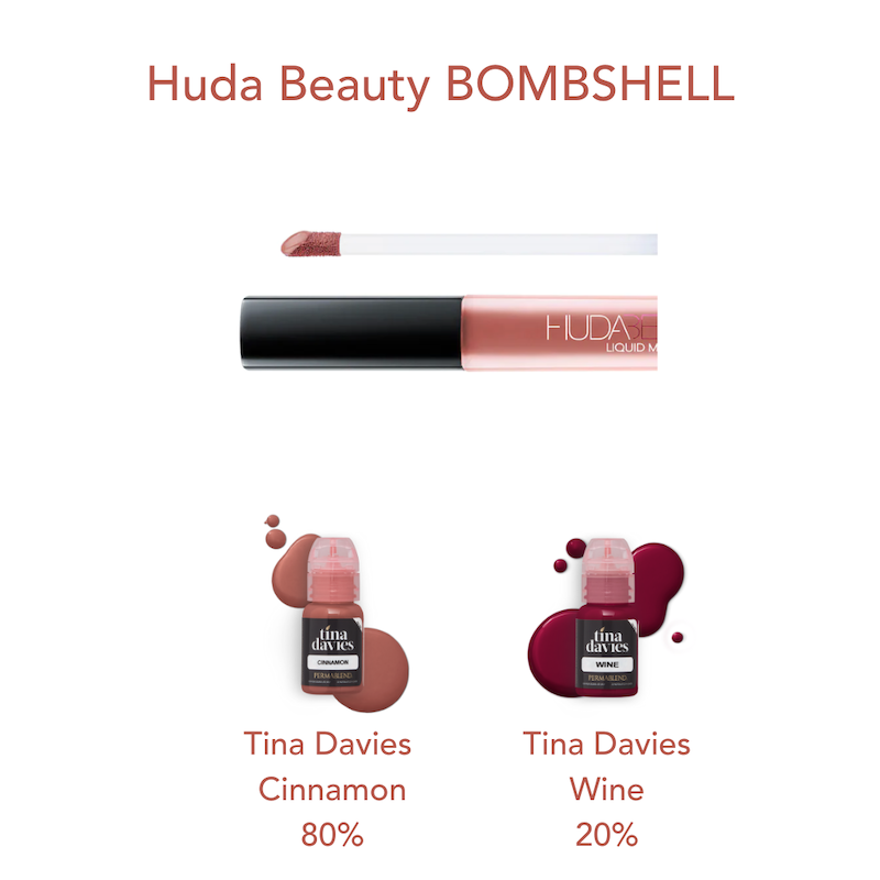 Huda Beauty Bombshell Lipstick Match using Tina Davies x Perma Blend I Love Ink Lip Pigments