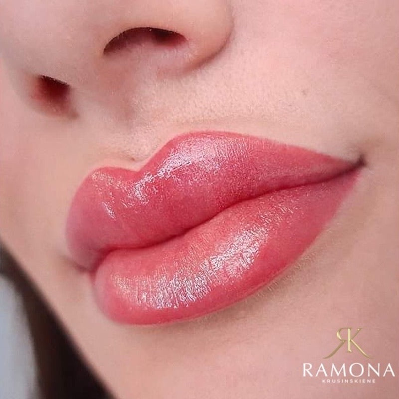 Ramona Krusinskiene Lip Blushing Procedure Using Tina Davies I Love Ink Precision Needle Cartridges in Size 1RL 