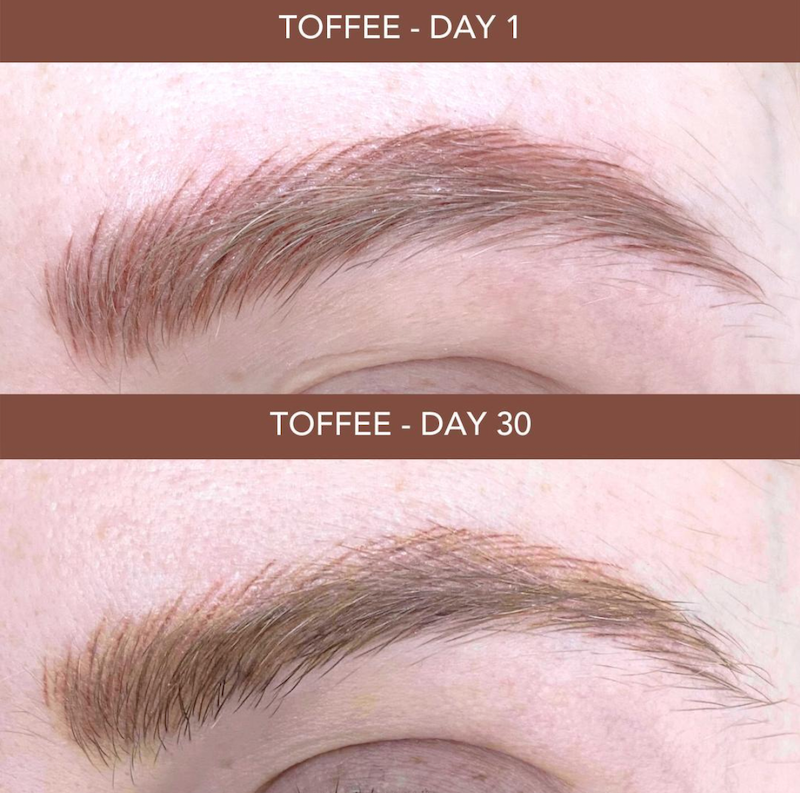 Healing Process of Microblading from Day 1 to Day 30 Tina Davies Eyebrow PMU Pigment in Toffee