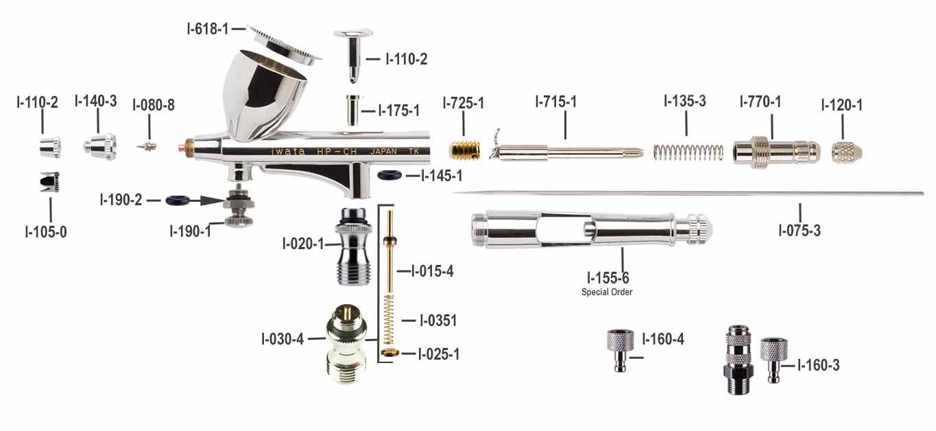 ASET IWATA 4003 Hi-Line 0.3 mm HP-CH Gravity Feed Air Brush