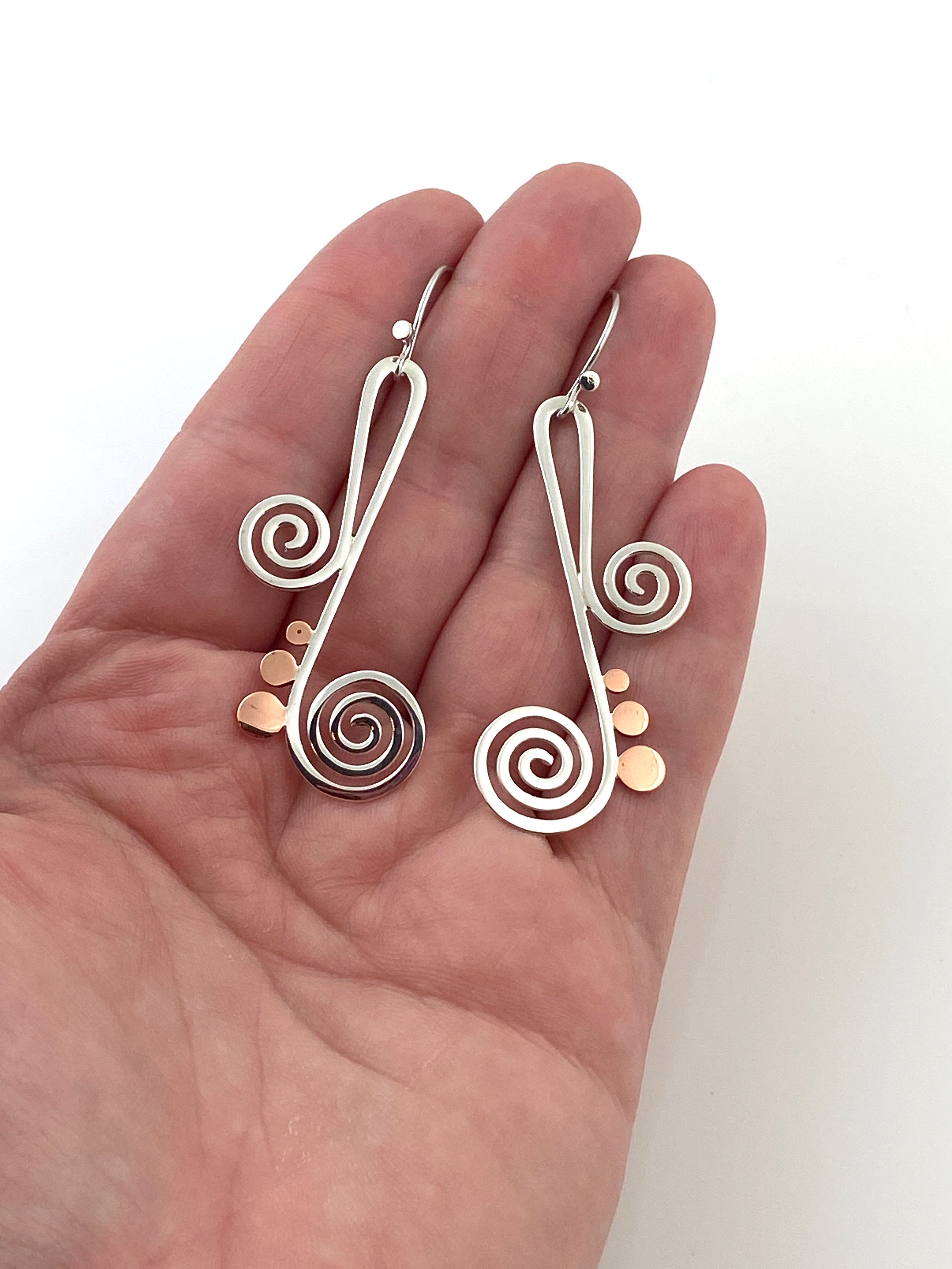 Silver & Copper Swirl Earrings