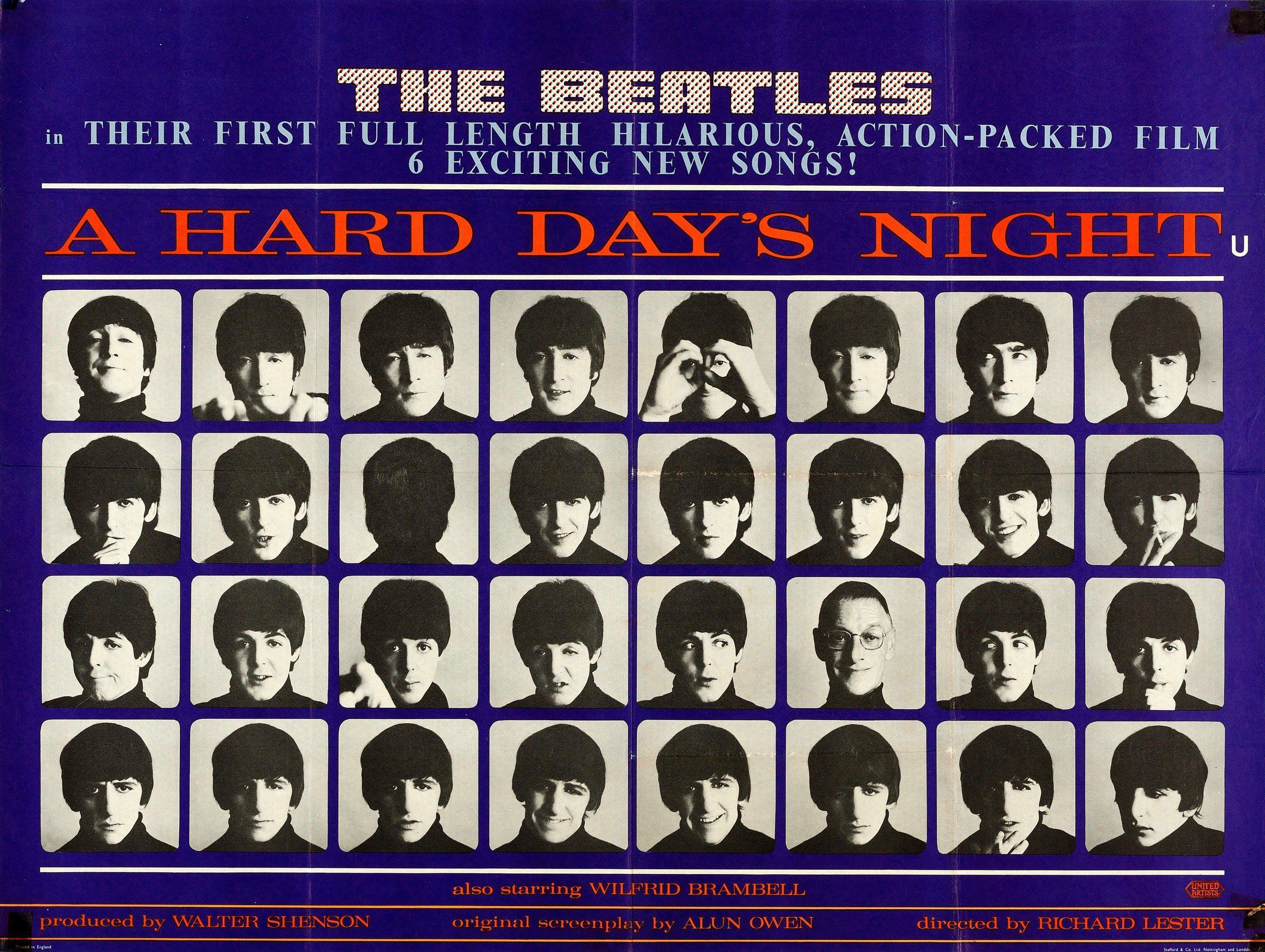 A Hard Day S Night Movie Poster British Quad 30x40 Original Vintage Movie Poster 7955