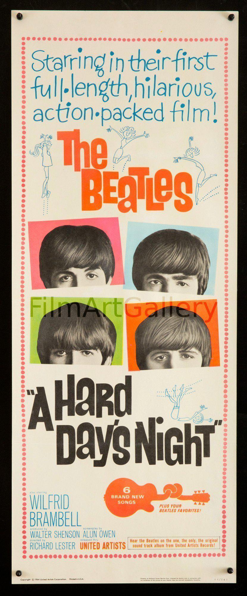 A Hard Day S Night Movie Poster Insert 14x36 Original Vintage Movie Poster 5852