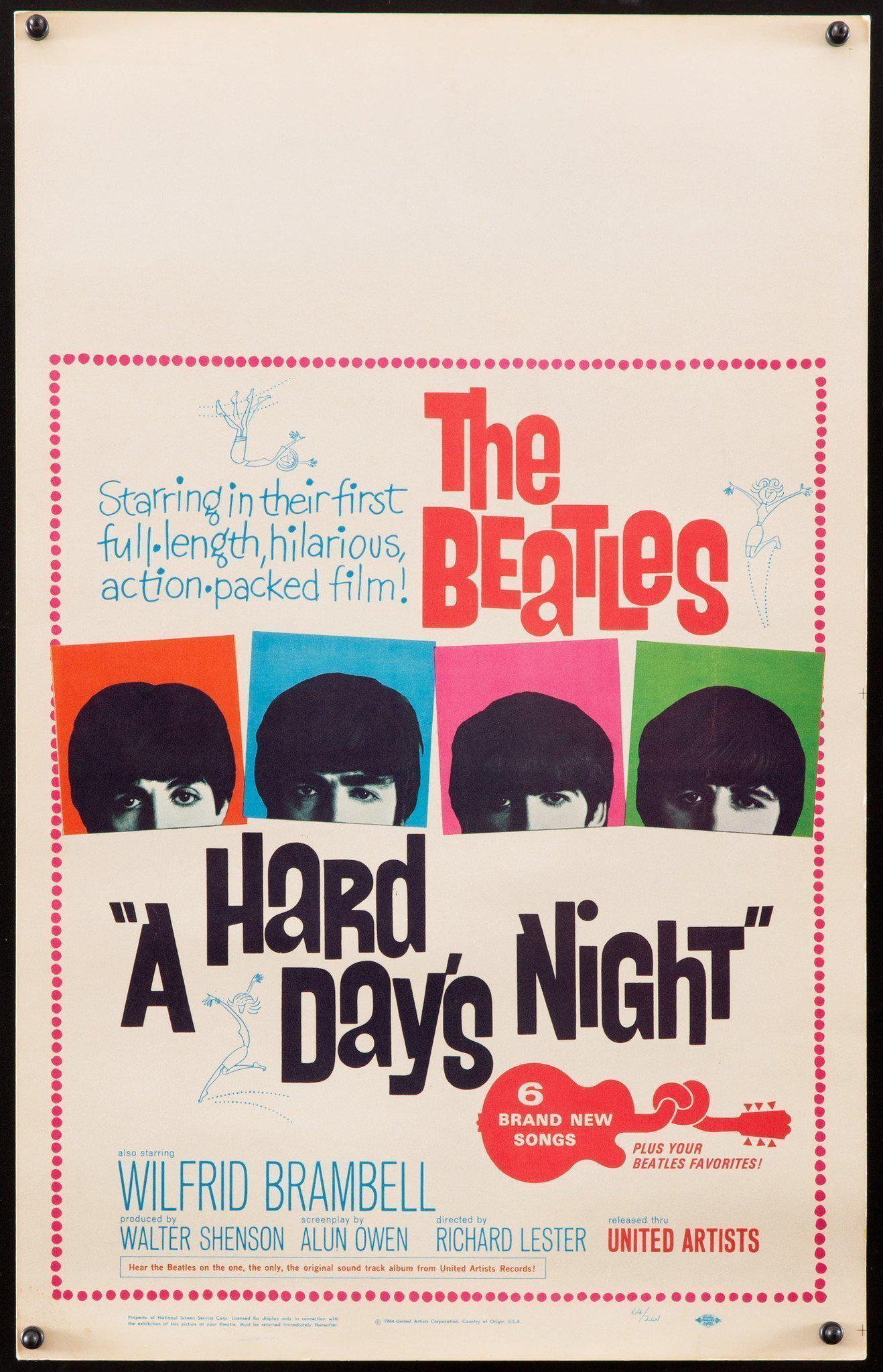 A Hard Day S Night Movie Poster Window Card 14x22 Original Vintage Movie Poster 7174