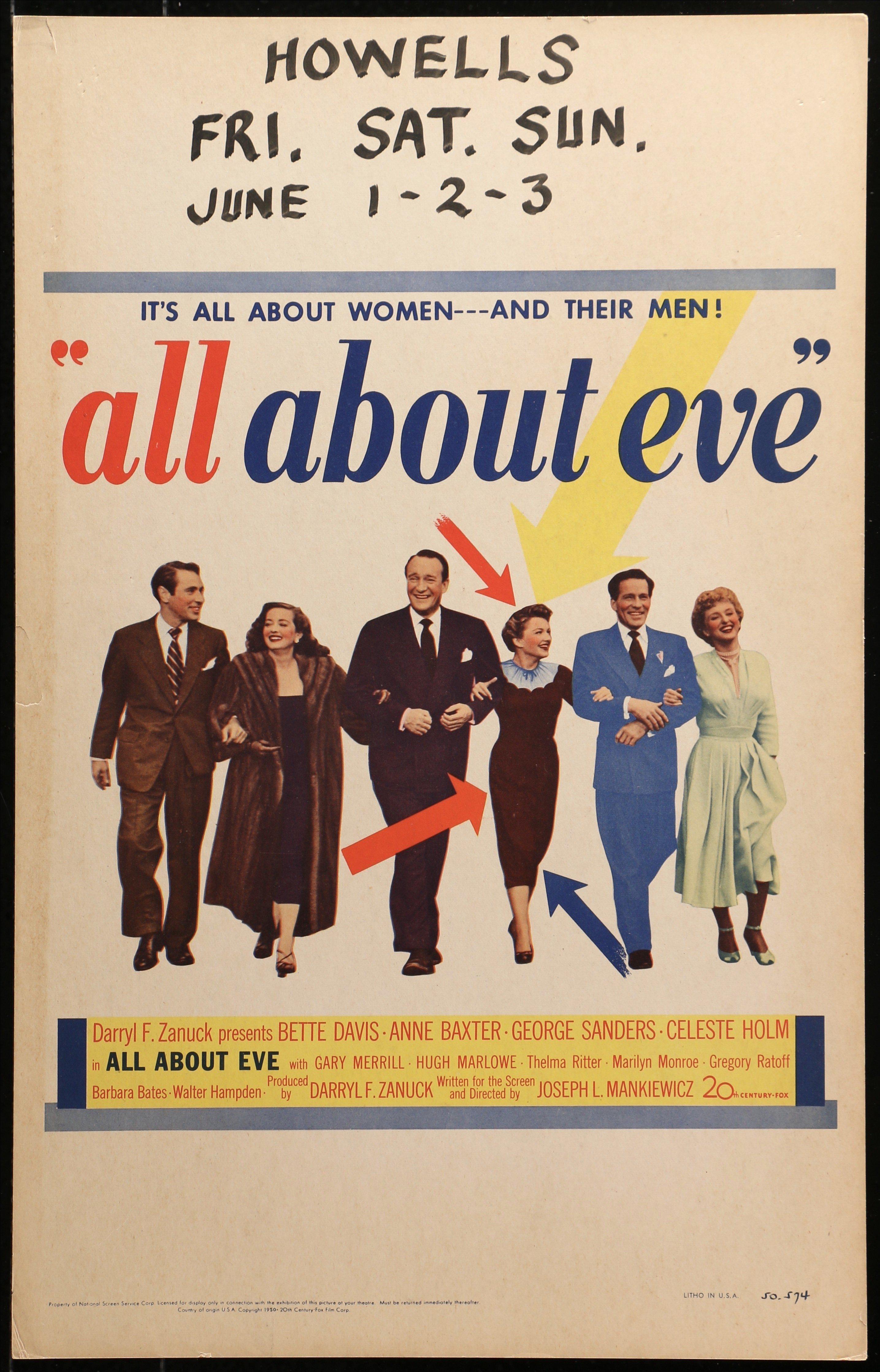 All About Eve Movie Poster Window Card 14x22 Original Vintage Movie Poster