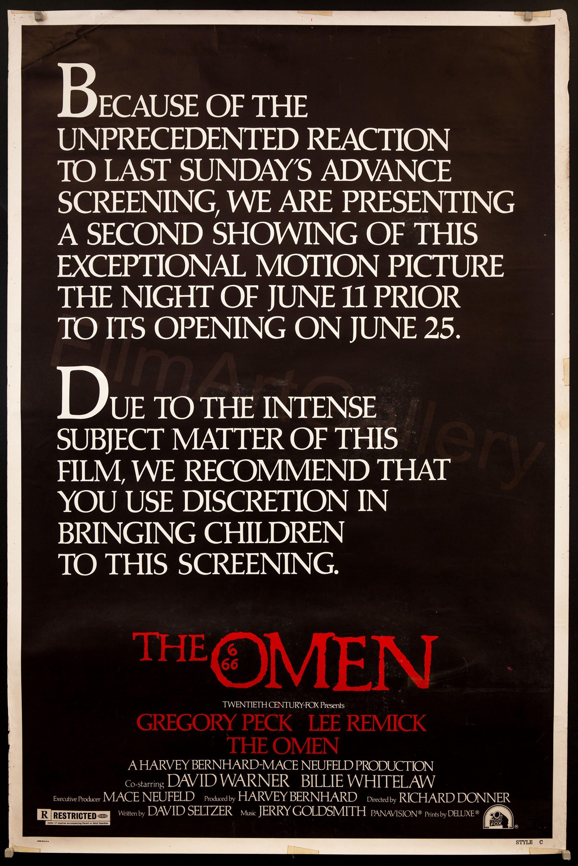 The Omen Movie Poster 40x60 Original Vintage Movie Poster 1753