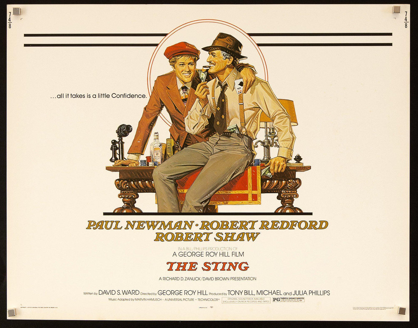 The Sting Movie Poster Half sheet (22x28) Original Vintage Movie