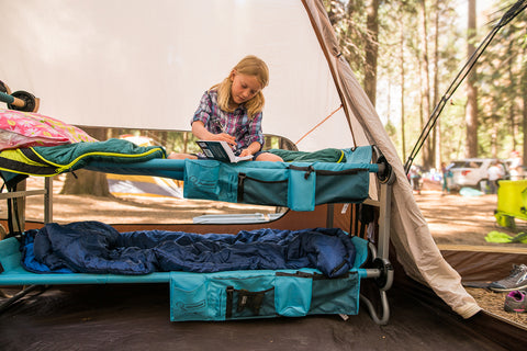 Children on Kid o Bunk in Tent whilst camping