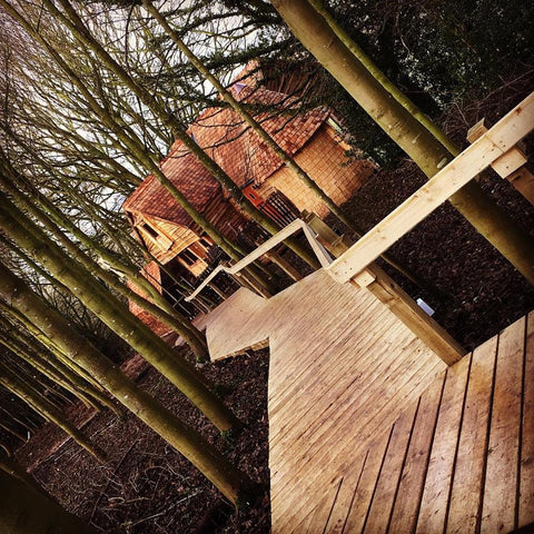 Walkway into Rufus's Roost, the new Luxury Treehouse @ Baxby Manor