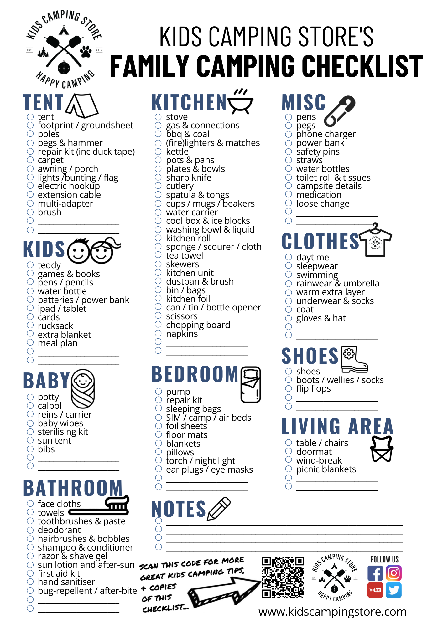 Our Family Camping Checklist – Kids Store