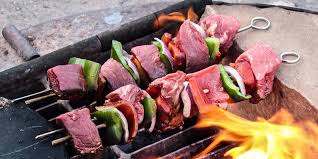 kebabs, a classic children's camping meal 