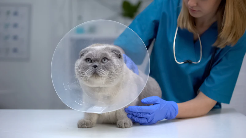 cat wearing an Elizabethan collar