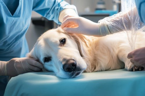 Comprehensive Guide to Dog Cancer - a white golden retriever lying on an operating table