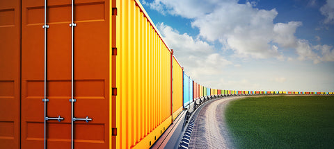 shipping containers on a freight train