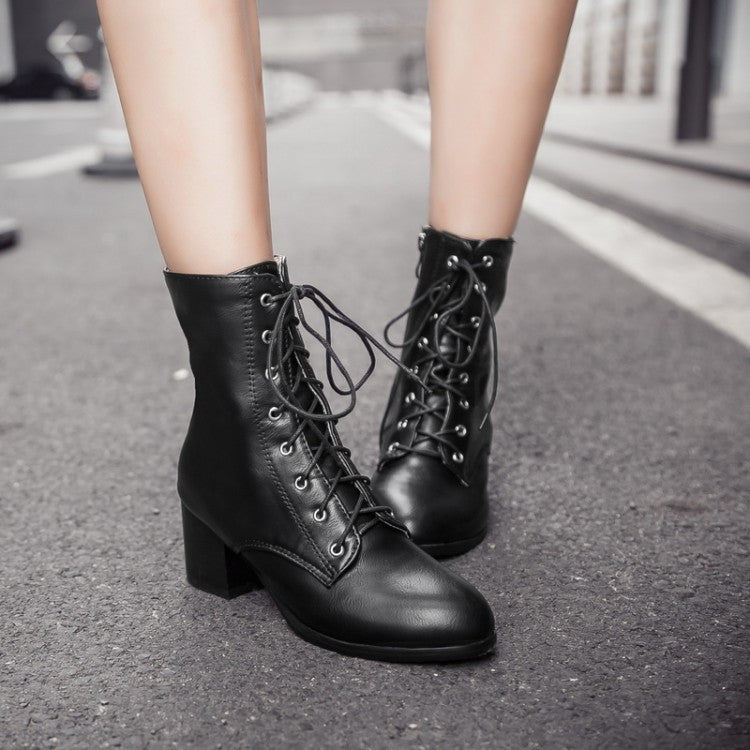 lace up ankle boots chunky heel