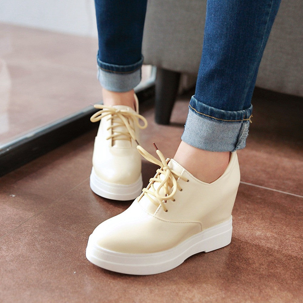 Lace Up Women Wedges High Heel Platform Shoes – Shoeu