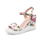 Women Wedges Sandals Flower Printed Platform High-heeled Shoes