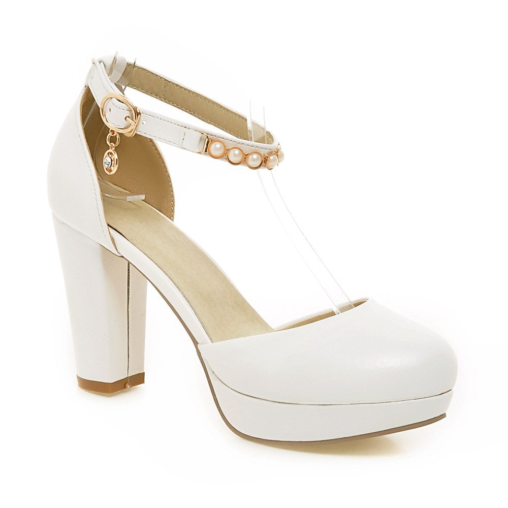 Womens High Heel Shoes Pearl Platform Pumps Party Dress Shoes – Shoeu
