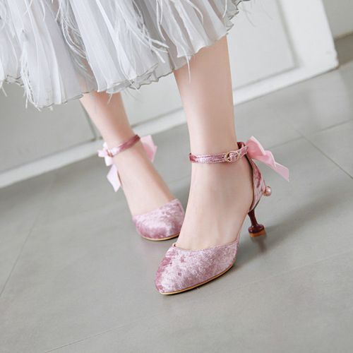 Women's Bow Tie Ankle Strap Mary Jane High Heels Sandals