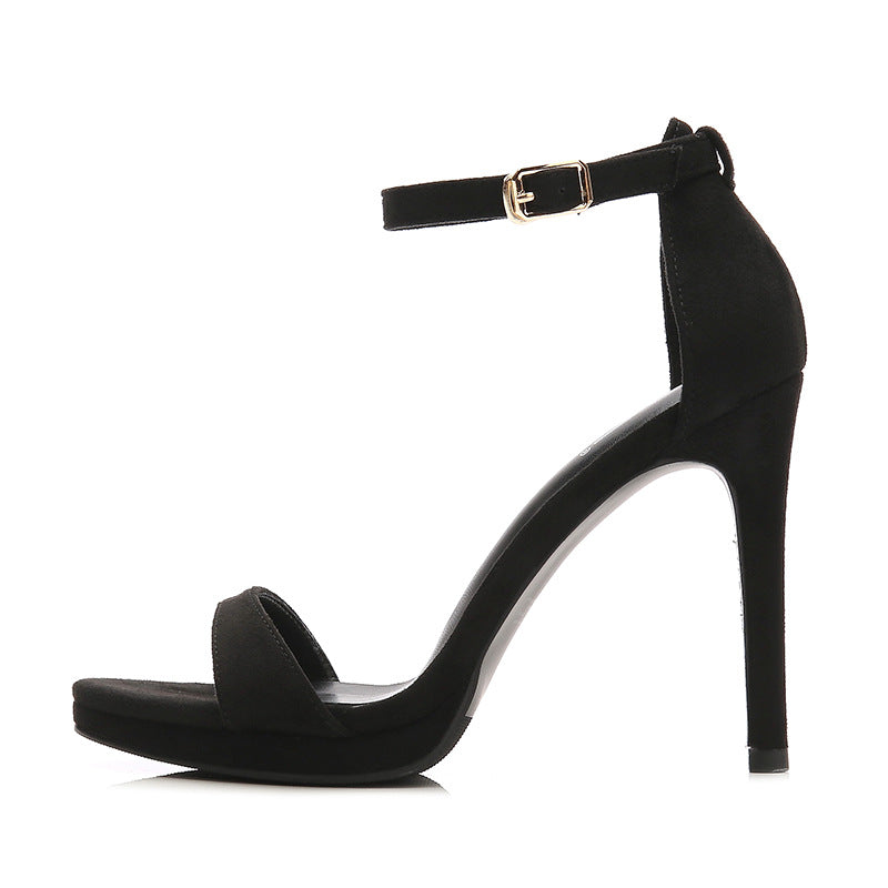 Women's High Heel One-word Buckle Stiletto Heel Sandals