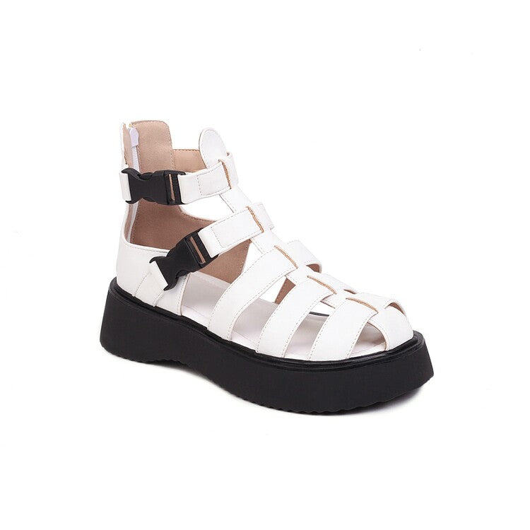 Woman Hollow Out Flat Platform Gladiator Sandals