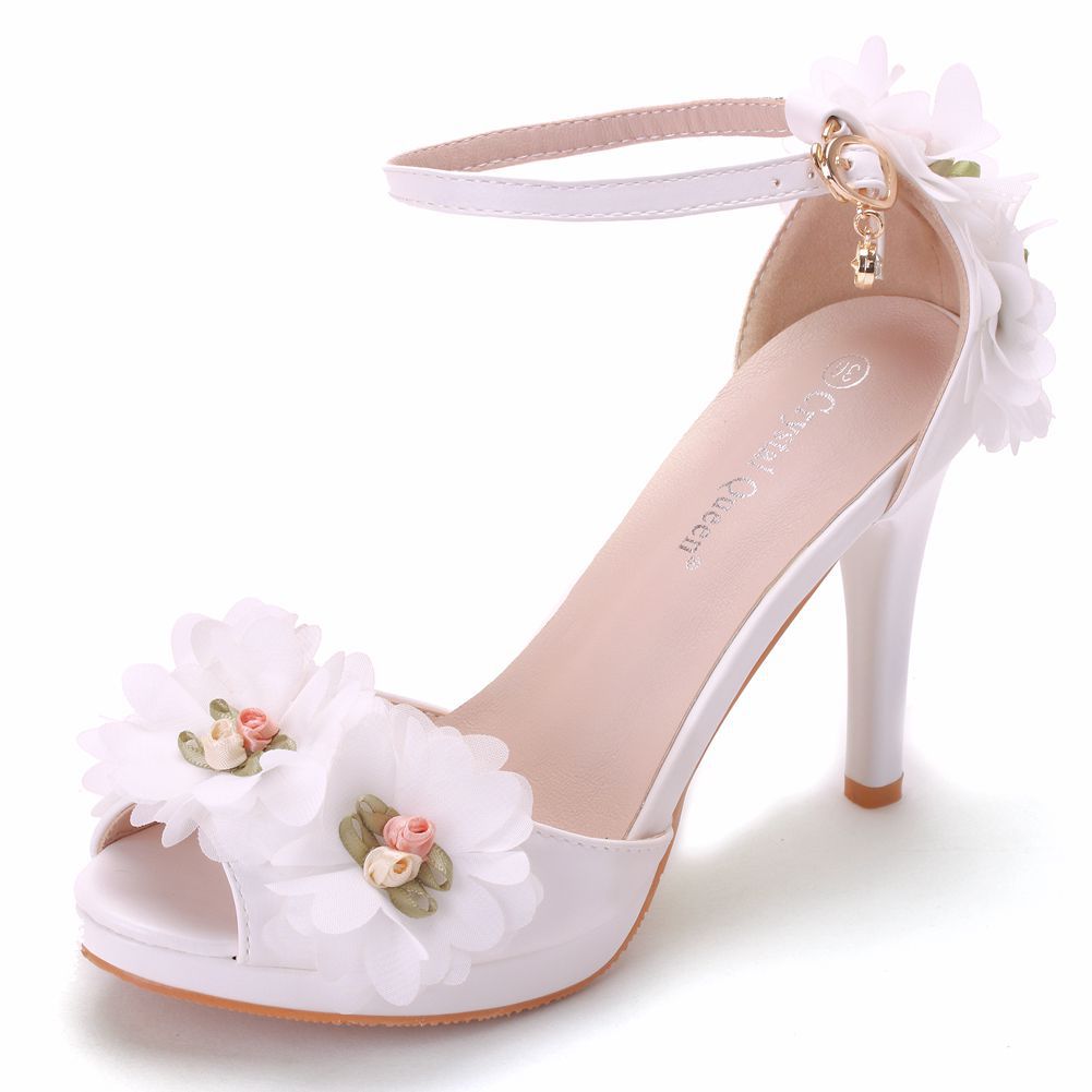 Women Peep Toe Flora Ankle Strap Bridal Wedding Stiletto Heel Platform Sandals