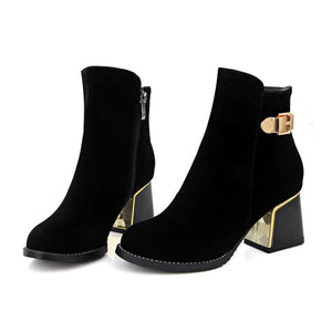 womens black ankle boots low heel