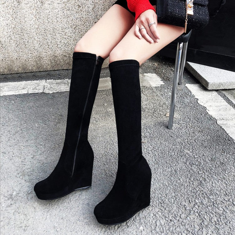 round toe knee high boots