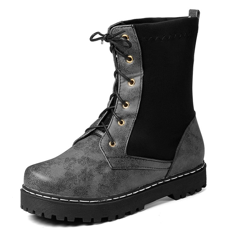 Women Lace Up Platform Short Boots