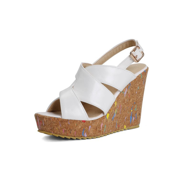 Woman Buckle Platform Wedges Sandals