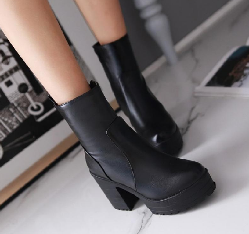 Round Toe High Heels Platform Ankle Boots Women Shoes 75983277 – Shoeu