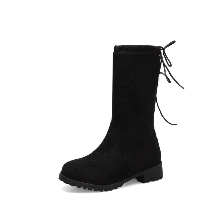 Round Toe Faux Suede Flat Ankle Boots Women Shoes 7854 – Shoeu