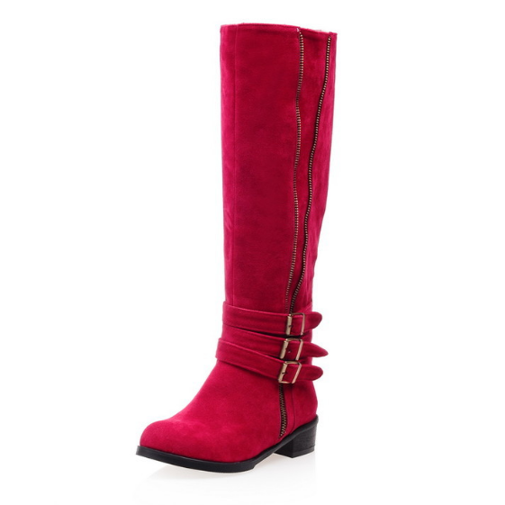 red suede boots low heel