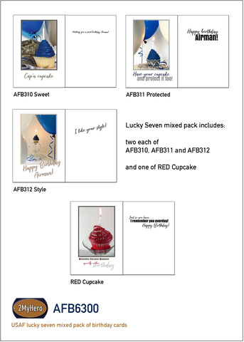 US Air Force lucky seven mixed pack of military birthday greeting cards - AFB6300 - by 2MyHero