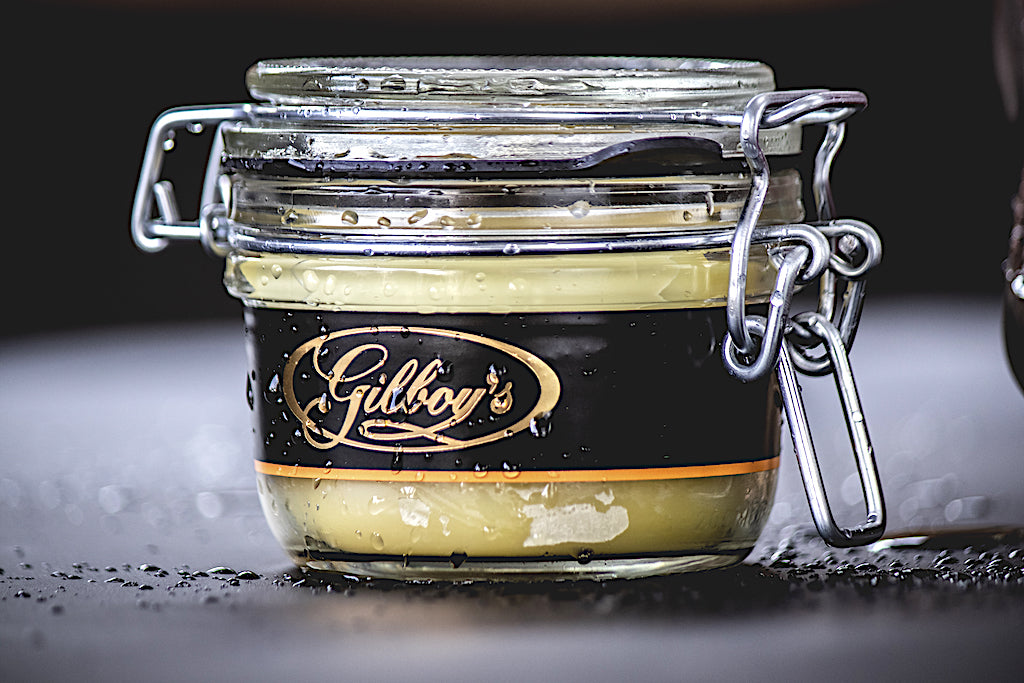 Gilboys beeswax leather conditioning balsam comes in a reusable Le Parfait jar